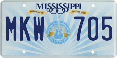 MS license plate MKW705