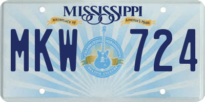 MS license plate MKW724