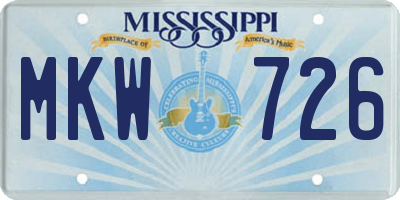 MS license plate MKW726