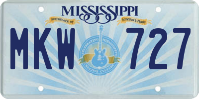 MS license plate MKW727