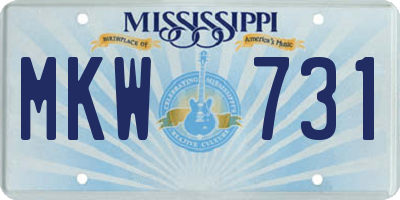MS license plate MKW731