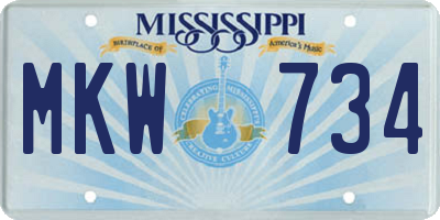 MS license plate MKW734