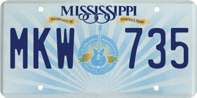 MS license plate MKW735