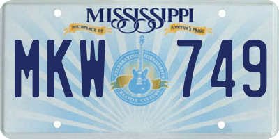 MS license plate MKW749