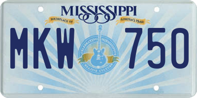 MS license plate MKW750
