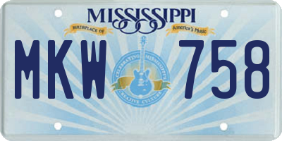 MS license plate MKW758