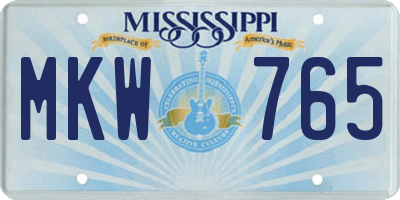 MS license plate MKW765