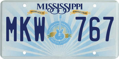 MS license plate MKW767
