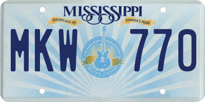 MS license plate MKW770