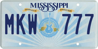 MS license plate MKW777