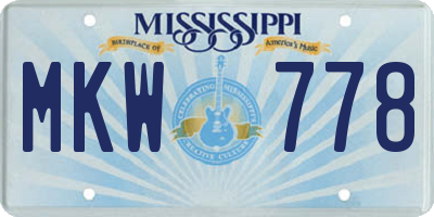 MS license plate MKW778