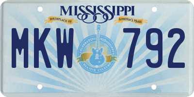 MS license plate MKW792
