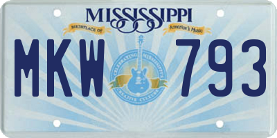 MS license plate MKW793