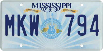 MS license plate MKW794