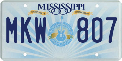 MS license plate MKW807