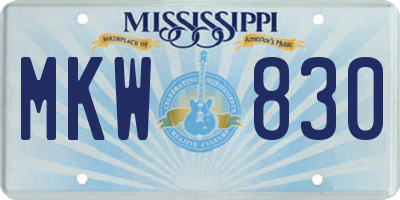 MS license plate MKW830