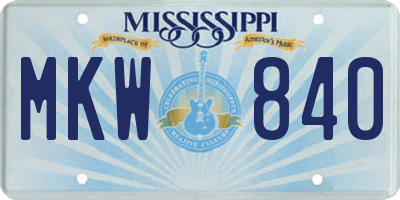 MS license plate MKW840