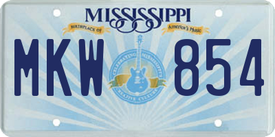 MS license plate MKW854