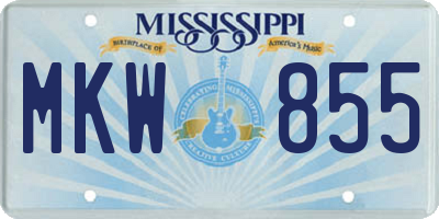 MS license plate MKW855
