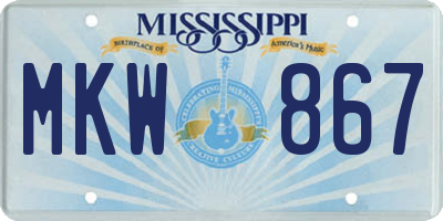 MS license plate MKW867