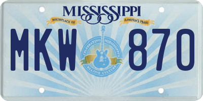 MS license plate MKW870