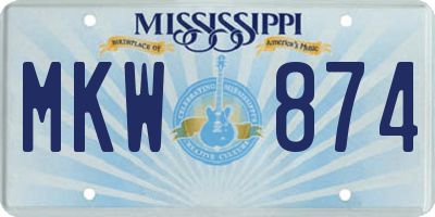 MS license plate MKW874