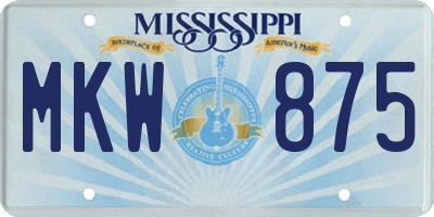 MS license plate MKW875