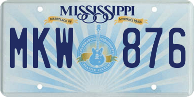 MS license plate MKW876
