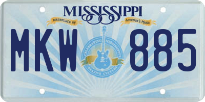 MS license plate MKW885