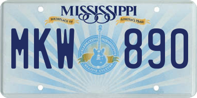 MS license plate MKW890