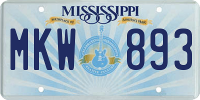 MS license plate MKW893