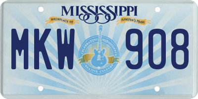 MS license plate MKW908
