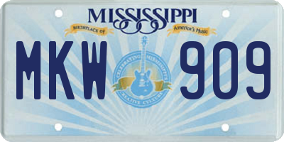 MS license plate MKW909