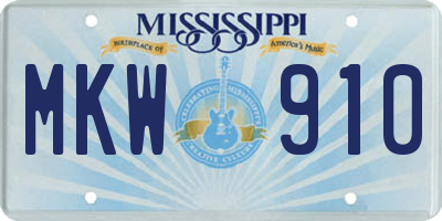 MS license plate MKW910