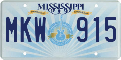 MS license plate MKW915