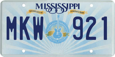 MS license plate MKW921