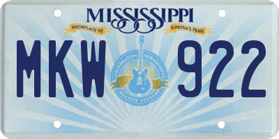 MS license plate MKW922