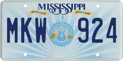 MS license plate MKW924