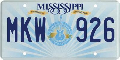 MS license plate MKW926