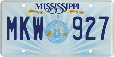 MS license plate MKW927