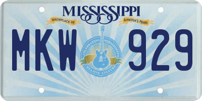 MS license plate MKW929