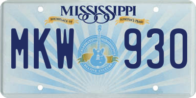 MS license plate MKW930
