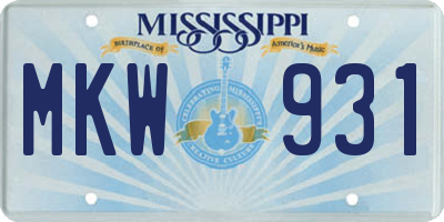 MS license plate MKW931