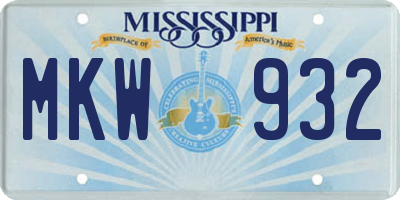 MS license plate MKW932