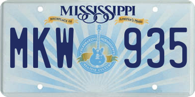 MS license plate MKW935
