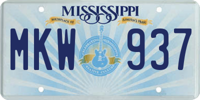 MS license plate MKW937