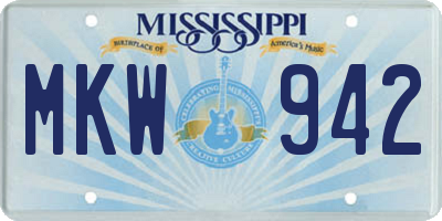MS license plate MKW942
