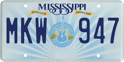 MS license plate MKW947