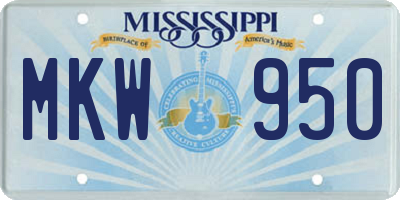 MS license plate MKW950