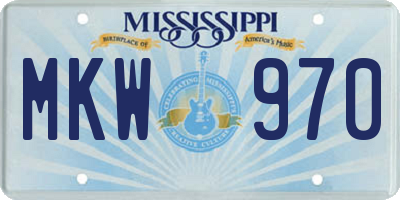 MS license plate MKW970